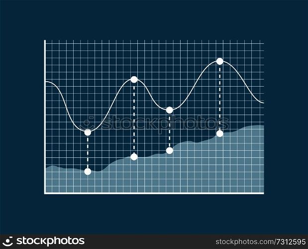 Infographic isolated on white grid, color poster, flexible line with points, data diagram and dashed lines, vector illustration, abstract information. Infographic Isolated on White Grid, Color Poster