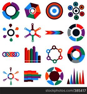 Infographic items icons set. Flat illustration of 16 Infographic items vector icons for web. Infographic items icons set, flat style