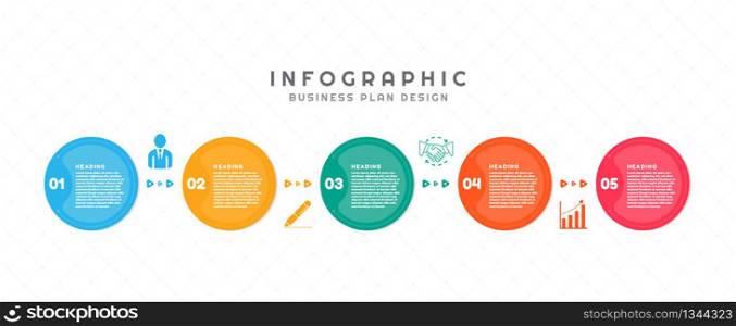 Infographic modern design circle shape art style with icon for business planning. vector illustration.