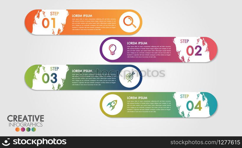 Infographic modern design vector template for business with 4 steps or options illustrate a strategy. Can be used for workflow layout, diagram, annual report, web design, team work.