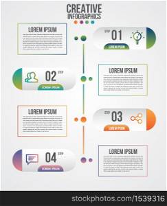 Infographic modern timeline design vector template for business with 4 steps or options illustrate a strategy. Can be used for workflow layout, diagram, annual report, web design, team work.