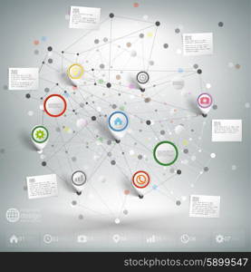 Infographic network with pointer marks for business, template vector.