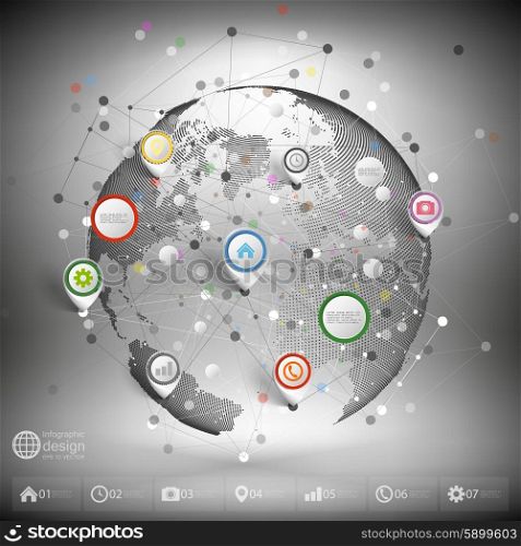 Infographic network with pointer marks for business, template vector.