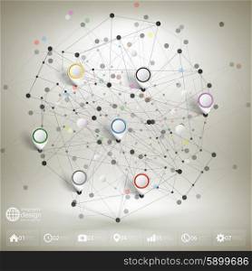 Infographic network with pointer marks for business, template vector.