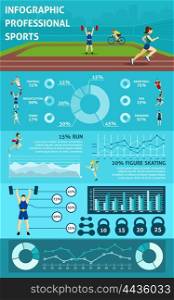 Infographic People Sport. Professional sport Infographic with people icons graphics and charts vector illustration