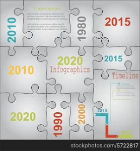 Infographic report templates in puzzle jigsaw elements grey. Vector illustration.