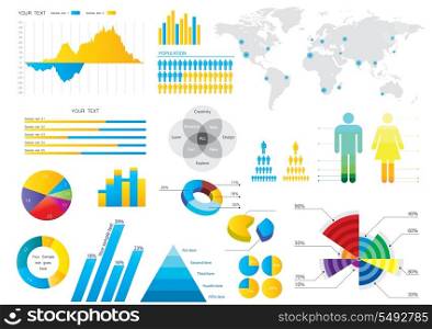 Infographic set with colorful charts. Vector illustration.
