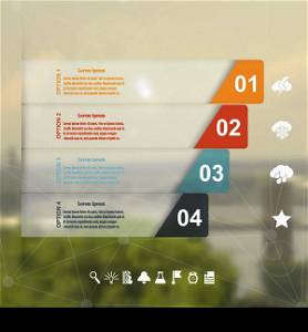 Infographic set with symbols of meteorology in a landscape