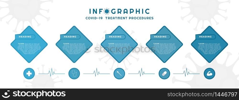 Infographic square modern design covid-19 concept for medical. vector illustration.