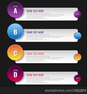 Infographic steps options geometric element with space for your text. Template for banner website, UI apps, business presentation, etc. Vector illustration