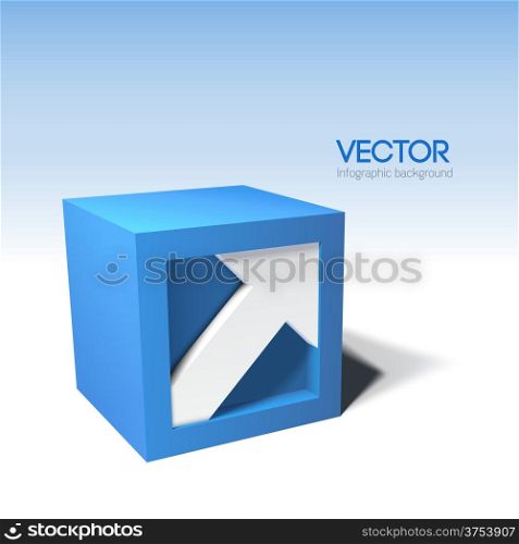 Infographic styled vector 3D cube with arrow