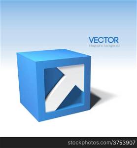 Infographic styled vector 3D cube with arrow