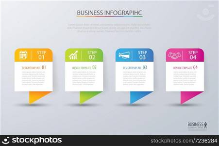 Infographic tab design vector and marketing template business. Can be used for workflow layout, diagram, annual report, web design. Business concept with 4 options, steps or processes.