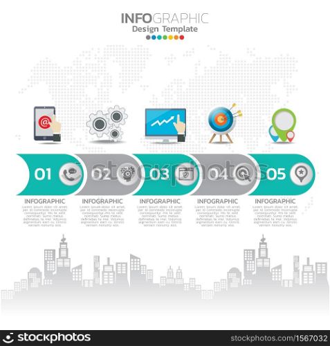 Infographic template and options with flat icons for presentation.