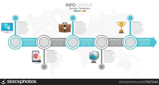 Infographic template and options with flat icons for presentation.
