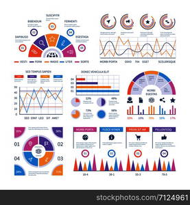 Infographic template. Dashboard, bar finance graphs, pie chart and line diagrams. Analytical vector infographics. Illustration of infographic and diagram, statistic flowchart and graph. Infographic template. Dashboard, bar finance graphs, pie chart and line diagrams. Analytical vector infographics