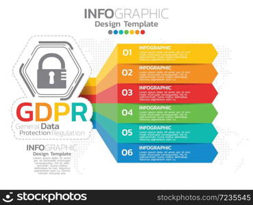 Infographic template design with 6 color options.