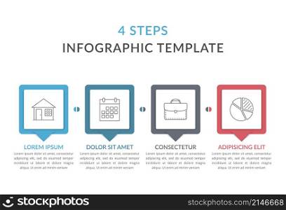 Infographic template with 4 elements for text and icons, can be used for web design, workflow layout, process chart, vector eps10 illustration. Infographic Template with 4 Steps