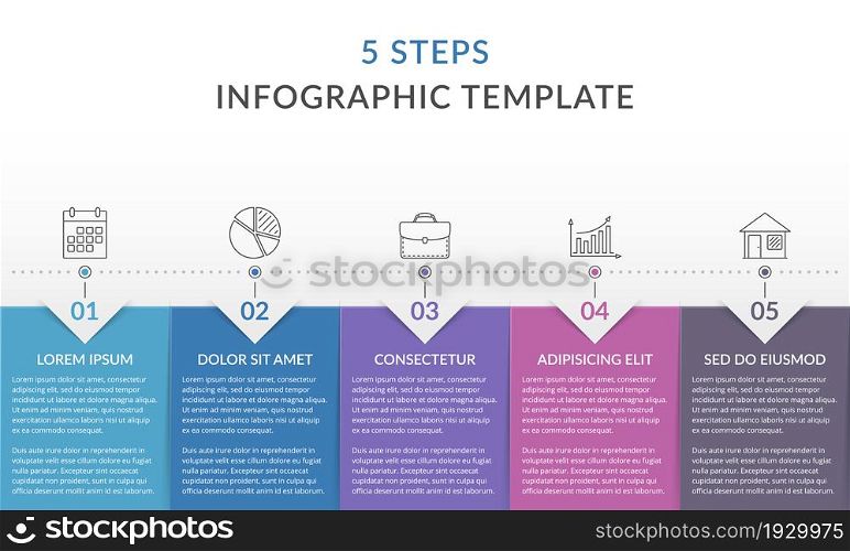 Infographic template with 5 steps, workflow, process chart, vector eps10 illustration. Infographic Template with 5 Steps
