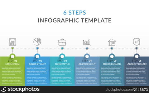 Infographic template with 6 steps, workflow, process chart, vector eps10 illustration. Infographic Template with 6 Steps