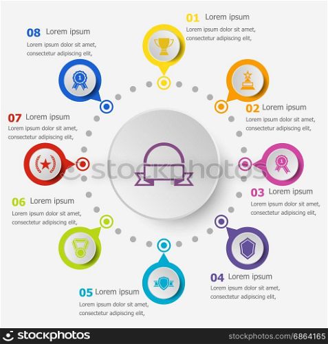 Infographic template with award icons, stock vector