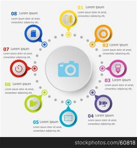 Infographic template with camera icons, stock vector