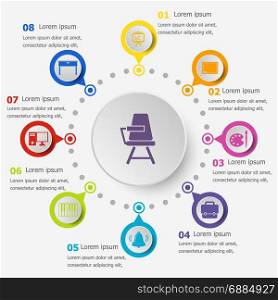 Infographic template with classroom icons, stock vector