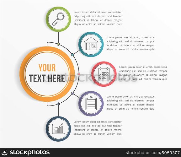 Infographic Template with Five Steps. Infographic template with five steps or options, workflow, process diagram, vector eps10 illustration