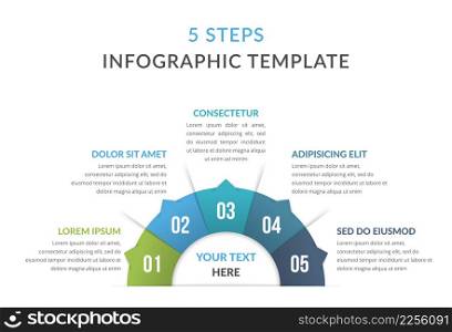Infographic template with five steps or options, process chart, vector eps10 illustration. Infographic Template with Five Elements