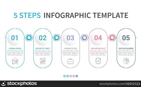 Infographic template with five steps or options, workflow, process diagram, minimal linear design, vector eps10 illustration. Infographic Template with 5 Steps