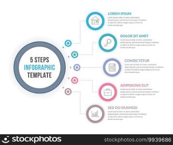 Infographic template with five steps or options, workflow, process diagram, vector eps10 illustration. Infographic Template with Five Steps