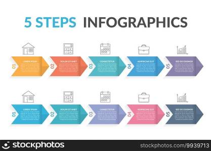 Infographic template with five steps with arrows, vector eps10 illustration. Infographic Template with Arrows