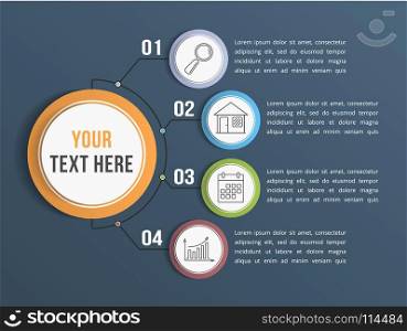 Infographic Template with Four Options. Infographic template with four steps or options, workflow, process diagram, vector eps10 illustration
