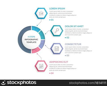 Infographic template with four steps or options, workflow or process diagram, vector eps10 illustration. Infographic Template with Four Steps
