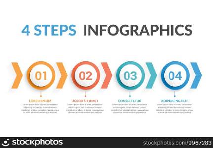 Infographic template with four steps or options, workflow or process diagram, vector eps10 illustration. 4 Steps Infographics
