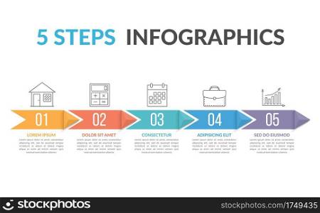 Infographic template with four steps with arrows, vector eps10 illustration. Infographic Template with Arrows
