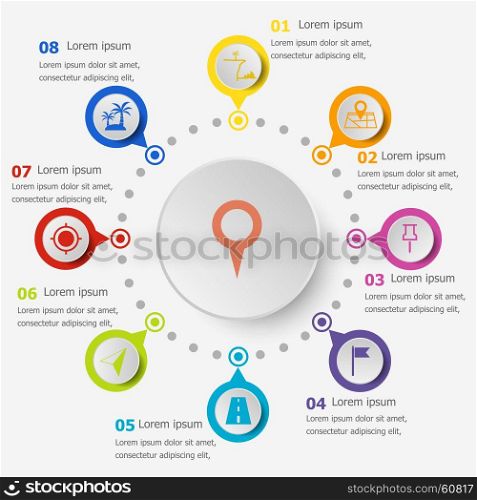 Infographic template with location icons, stock vector