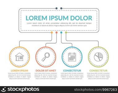 Infographic template with main idea and 4 steps or options, workflow, process chart, vector eps10 illustration. Infographic Template with 4 Steps