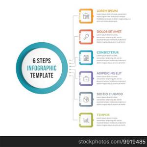 Infographic template with main idea and 6 steps or options, workflow, process chart, vector eps10 illustration. Infographic Template with 6 Steps