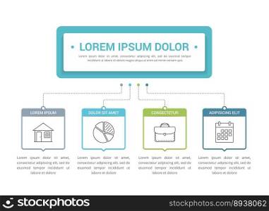 Infographic template with main title and 4 steps or options, flowchart with 4 elements, workflow, process chart, vector eps10 illustration. Infographic Template with 4 Elements