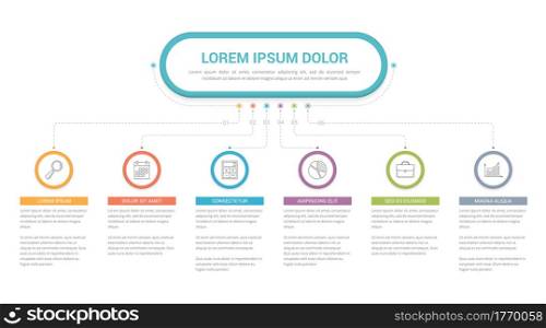 Infographic template with main title and 6 steps or options, workflow, process chart, vector eps10 illustration. Infographic Template with 6 Steps