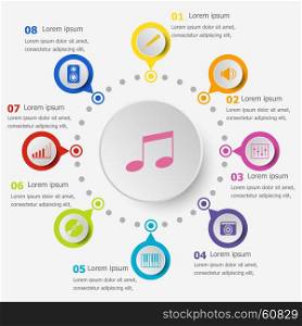 Infographic template with music icons, stock vector