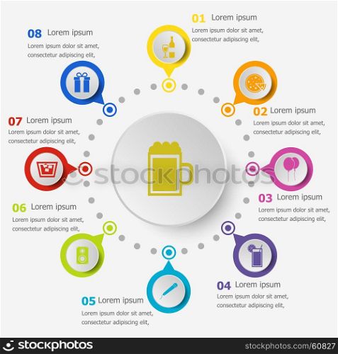 Infographic template with party icons, stock vector