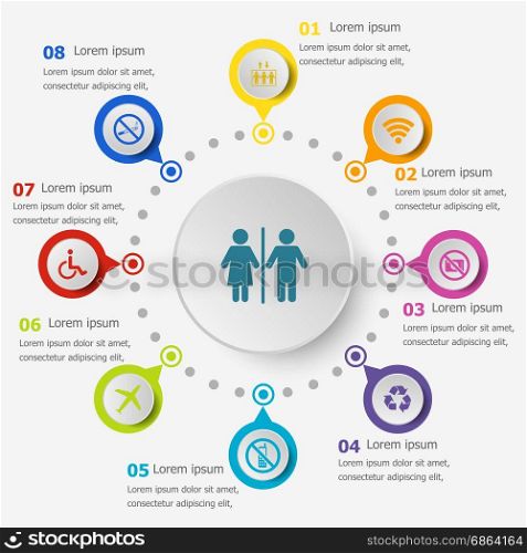 Infographic template with public icons, stock vector