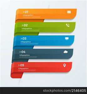 Infographic template with ribbons banners arrows 5 options for presentations, advertising, layouts, annual reports, web design.. Infographic template with ribbons banners arrows 5 options