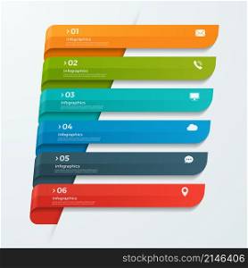 Infographic template with ribbons banners arrows 6 options for presentations, advertising, layouts, annual reports, web design.. Infographic template with ribbons banners arrows 6 options