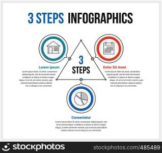 Infographic template with three elements, steps or options, workflow or process diagram, vector eps10 illustration. 3 Steps Infographics