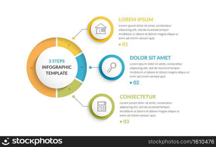 Infographic template with three steps or options, workflow or process diagram, vector eps10 illustration. Infographic Template with Three Steps