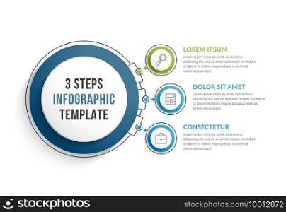 Infographic template with three steps or options, workflow, process diagram, vector eps10 illustration. Infographic Template with Three Steps