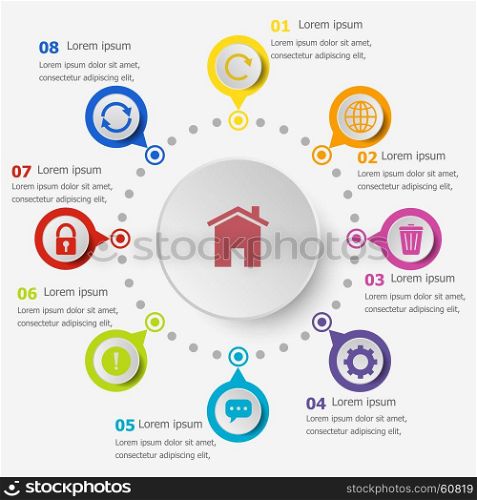 Infographic template with tool bar icons, stock vector